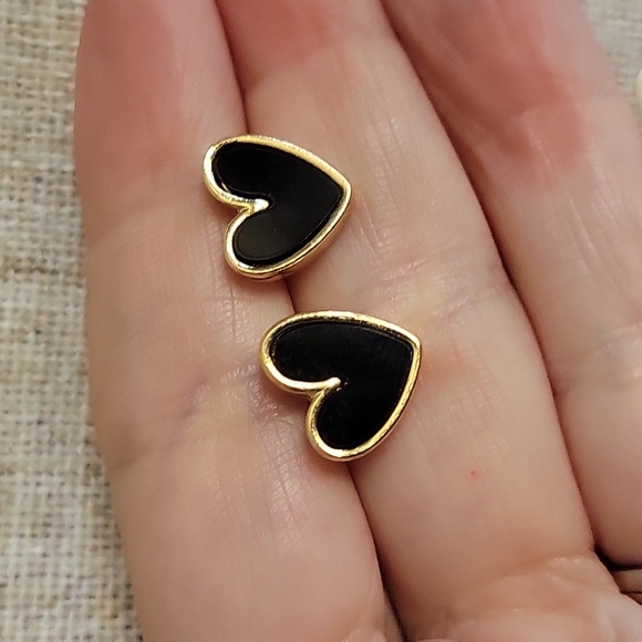 Boden Jewelry - Gold and Black Heart Stud Earrings